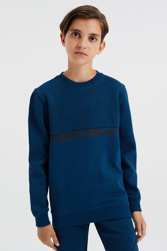 Jongens sweater met tapedetail, Donkerblauw