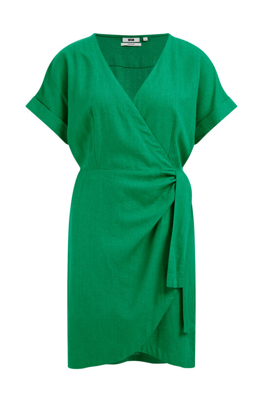 Robe portefeuille de mélange de lin femme, Vert