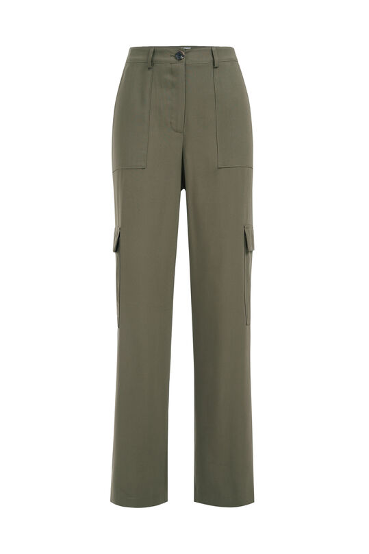 Pantalon relaxed fit à poches cargo femme, Vert armee