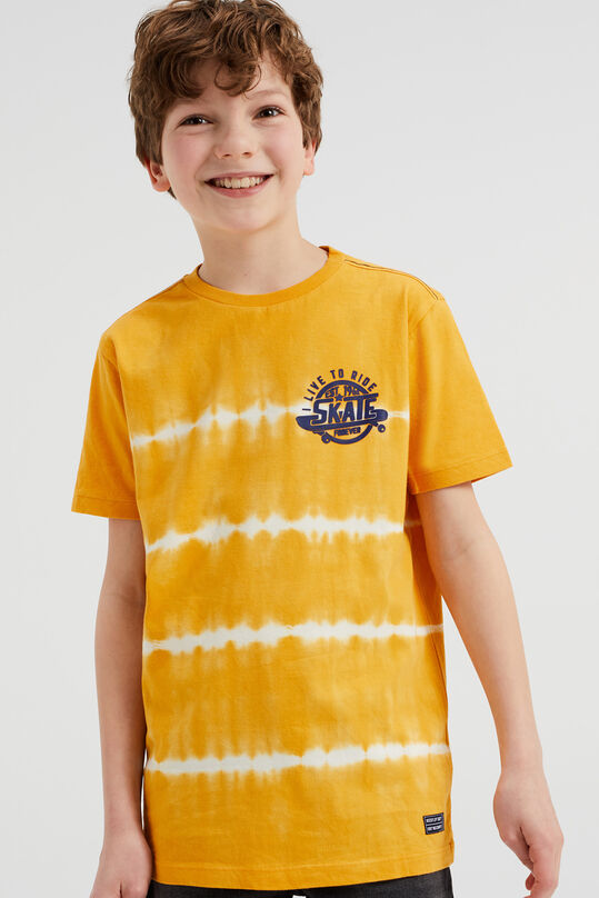 Jongens tie-dye T-shirt met opdruk, Geel