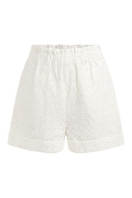 Short à broderie anglaise fille, Blanc